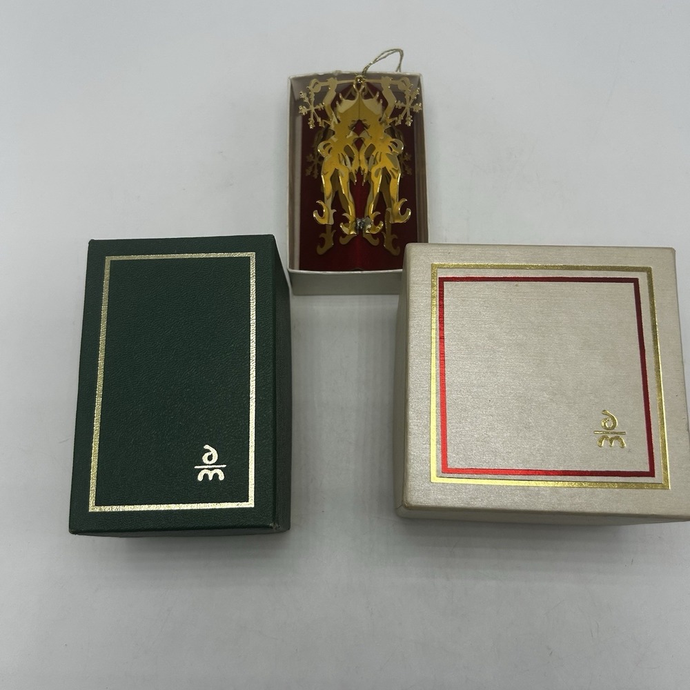 Danbury Mint Ornament Gold Plated 3D Lot of 3 Candle Elf Angel Read